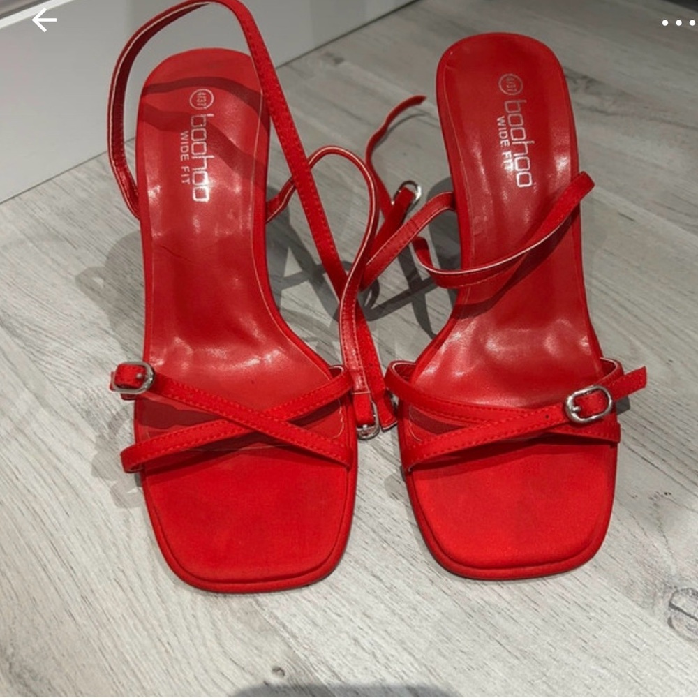 Boohoo Bold Red Strappy Heels
